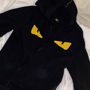 Fendi Black Bag bugs Zip up jacket
